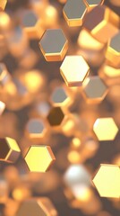 Golden Hexagonal Geometric Abstract Digital Art