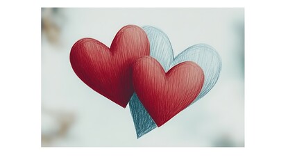 Floating Hearts in Valentine's Day Colors on Soft Background