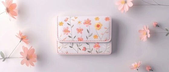 Floral Wallet with White Background.