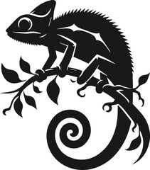 chameleon gripping a branch vector silhouette