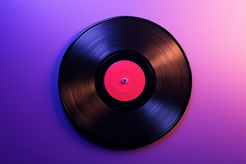 Fototapeta premium Vintage vinyl record isolated on a solid purple background