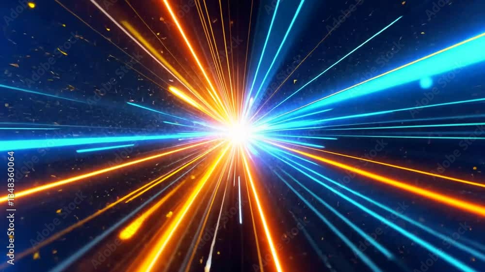 Aufkleber abstract digital light speed lines animation with bright center point motion