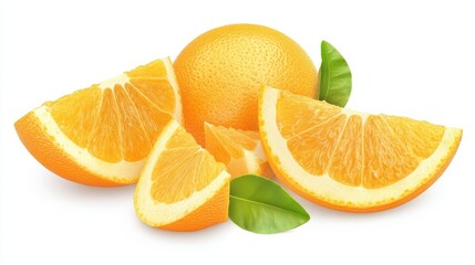 Fototapeta premium Fresh Citrus Slices with Green Leaves for Natural Acne Serum Promotion