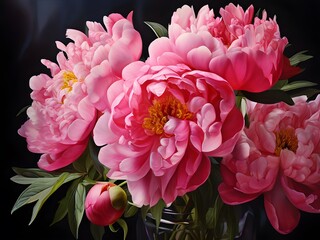 Pink peonies in vase	