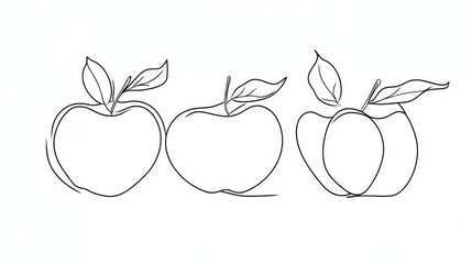 Simple Line Art Apples and Peaches - Coloring Page for Kids