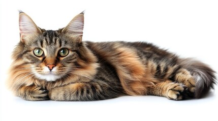 Obraz premium Playful tabby cat relaxing indoors feline portrait home environment close-up view pet photography