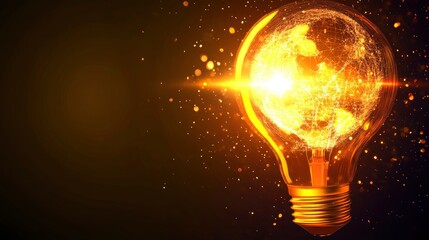 Glowing Light Bulb with Network Inside for Creativity and Innovation