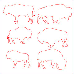 The bison should have a strong, muscular build with a broad chest, shaggy mane, and curved horns