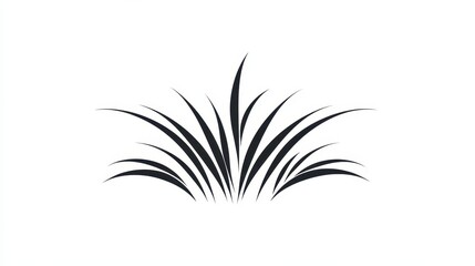 This artwork features a black silhouette of stylized grass with elongated blades, set against a bright white backdrop. It offers a modern, minimalistic aesthetic suitable for graphic design