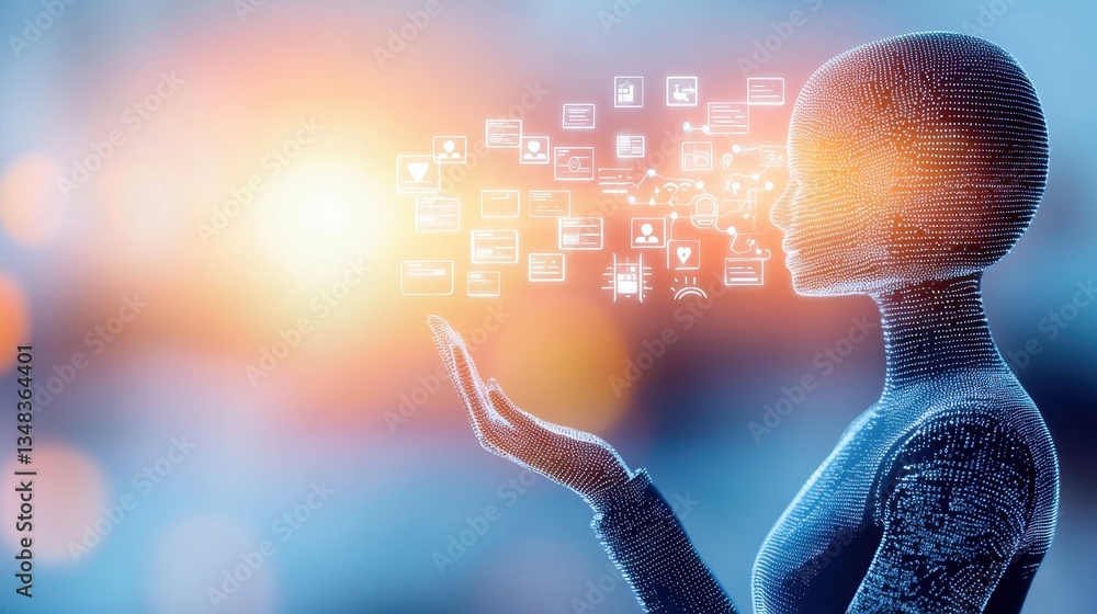 Aufkleber digital human concept with data visualization elements