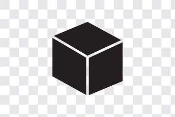 3D cube UI icon, cube simple line user interface vector symbol