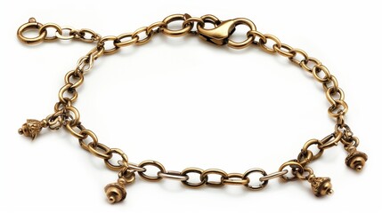 A charm bracelet outline with multiple small charms attached to a fine chain on a white background.