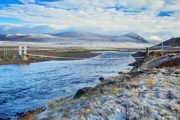 Deosai National Oark.
a Bridge at Bara pani, Deosai National Park, Skurdu, Pakistan.