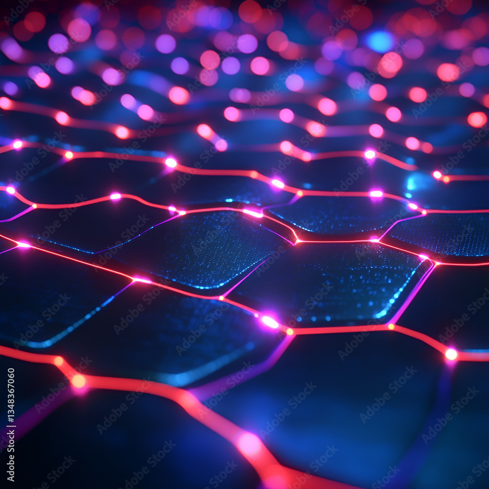 Poster abstract digital art showing a network of interconnected glowing lines and nodes.