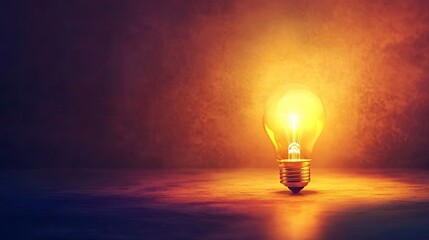 Illuminated Light Bulb Shining Brightly in a Dimly Lit Space Concept