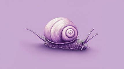 Cheerful snail illustration, half-filled purple, minimal design
