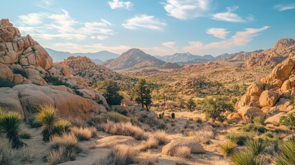 Fototapeta premium Exploring vast desert landscapes joshua tree national park scenic photography arid environment panoramic view