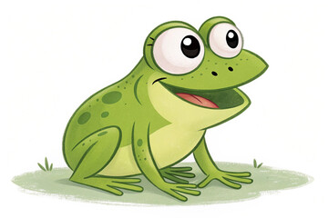 Naklejka premium Illustration funny green frog on white background