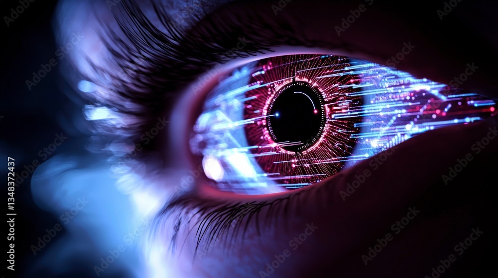 Poster futuristic eye data network cyber security tech background