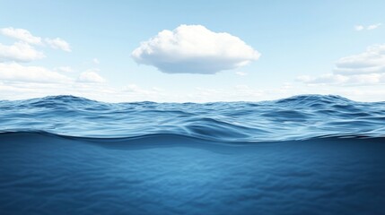 Calm ocean surface with underwater view