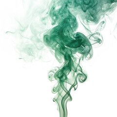 Fototapeta premium Swirling Green Smoke in Abstract Form, Isolated on White Background as Transparent. PNG