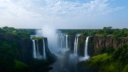 Fototapeta premium Victoria Falls Panorama In Africa
