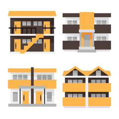 シンプルなアパートのアイコンセット