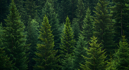 Obraz premium Emerald Canopy: Dense Coniferous Forest Texture