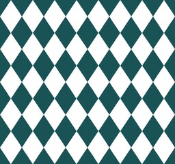 seamless pattern of dark green and white diamond shapes.