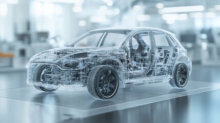 Naklejka premium Transparent Car Design: Automotive Innovation