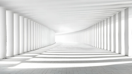 Fototapeta premium White Architectural Corridor With Columns And Shadows