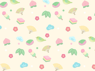 和柄のひな祭り背景パターン素材