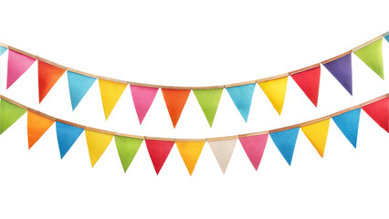 Obraz premium Decorative colorful party bunting isolated on transparent background. Png