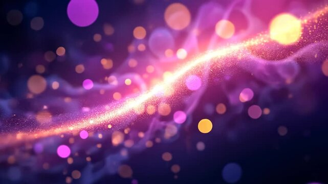 Abstract Glowing Particles And Bokeh Forming Dynamic Light Lines On Dark Background