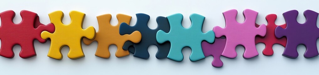 Obraz premium Colorful puzzle pieces arranged in a row