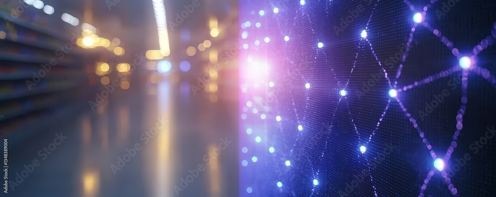 Poster abstract background with glowing lights and digital pattern