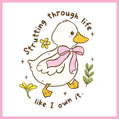 Cute Duck Meme Funny Snarky saying Sarcastic Cartoon Hand Drawn Quirky character,walking duck