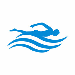 wave and swimming logo 