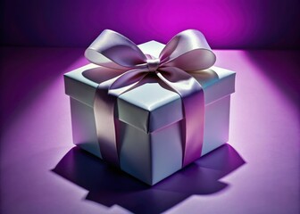 Obraz premium Silhouette Gift Box: Magnetic Closure, Satin Bow, Matte White, Photorealistic