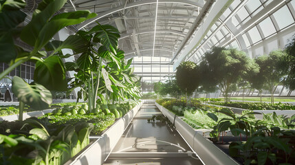 Futuristic Smart Greenhouse: Advanced Agricultural Technology for Sustainable and Efficient Farming generate by AI
