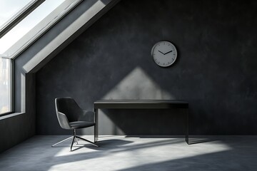 Dark Attic Office Workspace with Sunlight