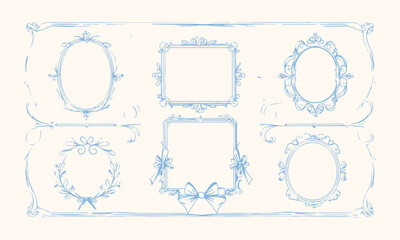 Modern seamless vector-style illustration decorative frames with a vintage aesthetic, easily editable.