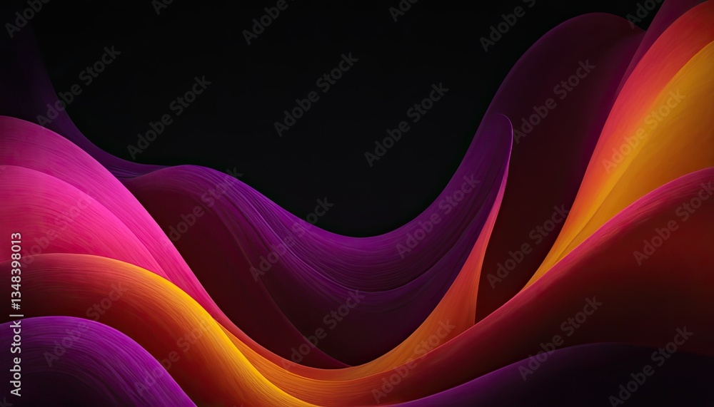 Poster wave lines trails flowing dynamic in diverse colors isolated on black background abstract futuristic