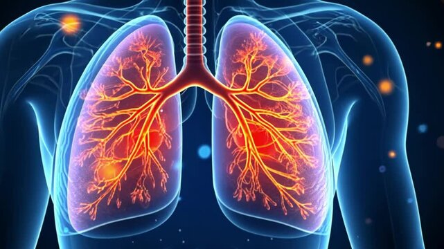 Detailed visualization of the human lungs highlighting anatomy and function in 3D graphics