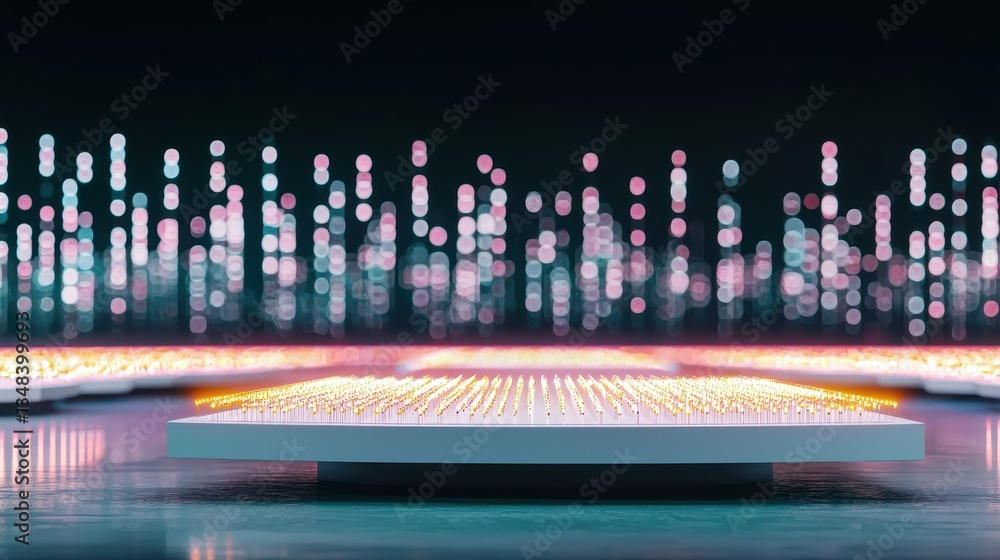 Poster abstract light patterns on a modern futuristic surface