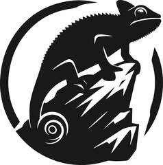 vector image of a chameleon perched on a rock