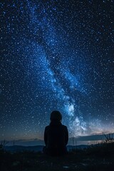 A person gazing up at the night sky, stars twinkling above. The vastness of space mirrors the endless path of personal discovery