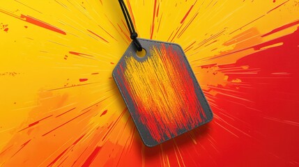 Empty price tag on vibrant background
