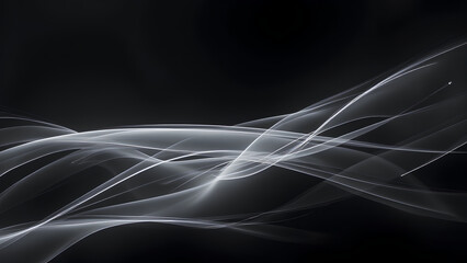 smooth, flowing abstract design featuring delicate, translucent lines against dark background, creating sense of movement and tranquility. ethereal quality evokes feeling of lightness and elegance