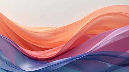 Soft, flowing waves of orange, pink, and blue create serene and harmonious abstract background. gentle curves evoke sense of calm and tranquility, perfect for various design projects
